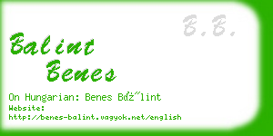 balint benes business card